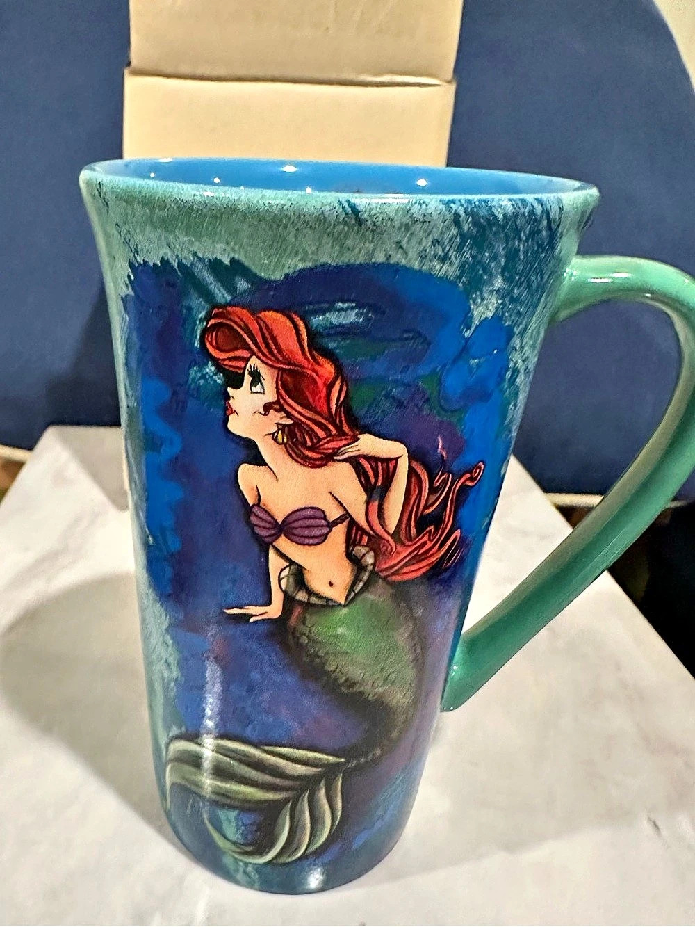 Retired Disney Store Art of Ariel Tall Ceramic Mug